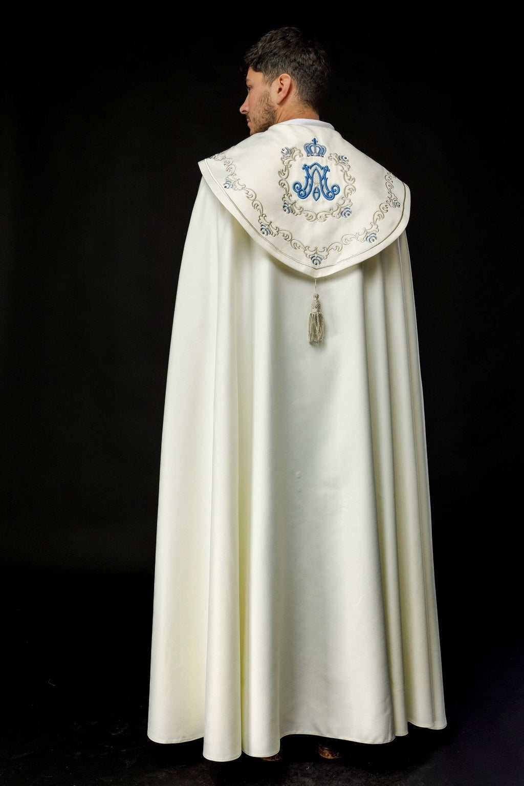 Voile liturgique brodé avec symbole marial écru LE/3001/05 145cm - CHASUBLES.FR