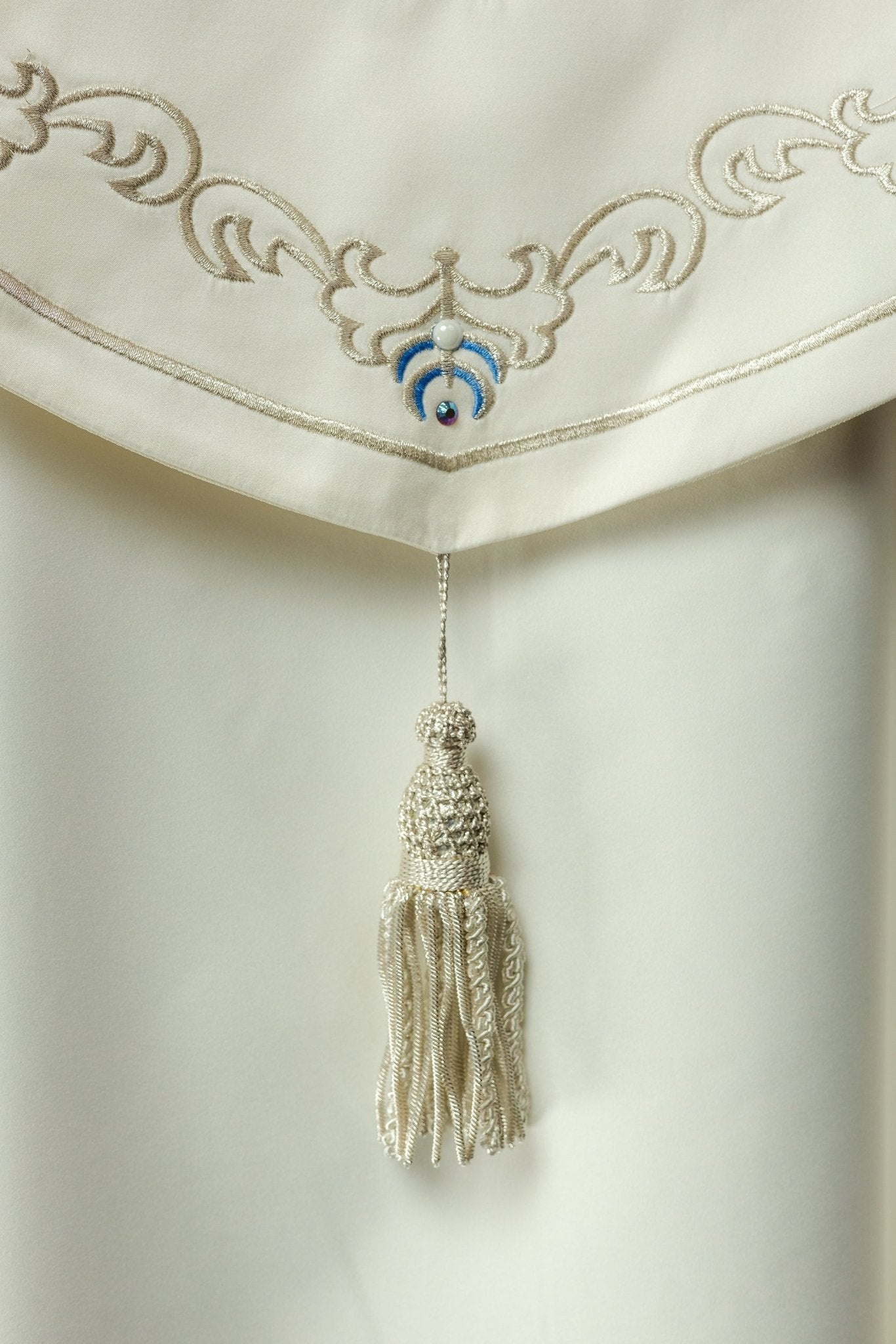 Voile liturgique brodé avec symbole marial écru LE/3001/05 145cm - CHASUBLES.FR