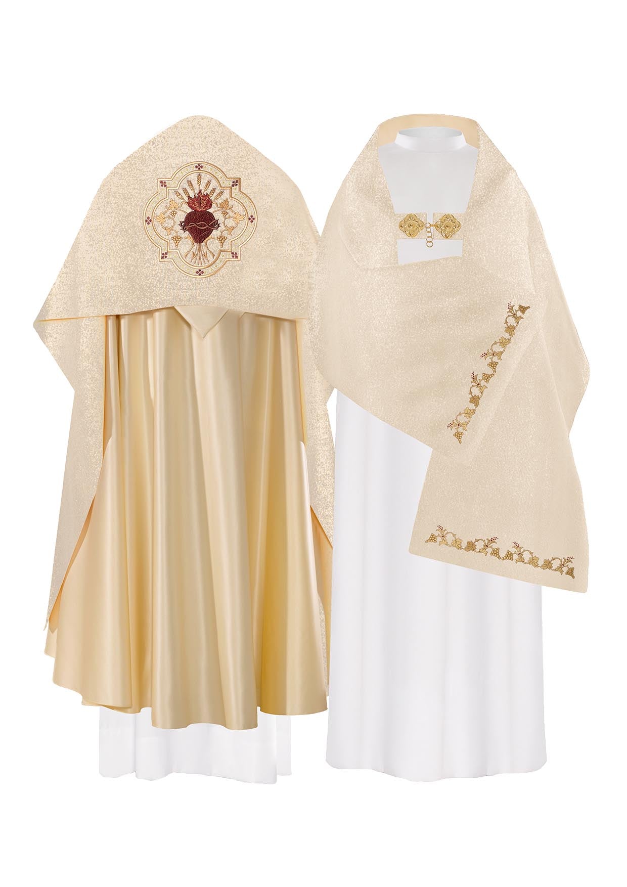 Voile liturgique brodé d'or Cœur de Jésus KWL/027/10/37 50*270 ZŁOTY - CHASUBLES.FR