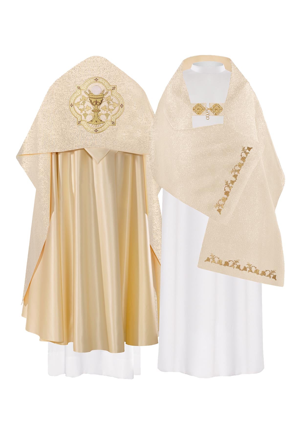 Voile liturgique doré avec calice brodé KWL/013/10/37 50*270 ZŁOTY - CHASUBLES.FR