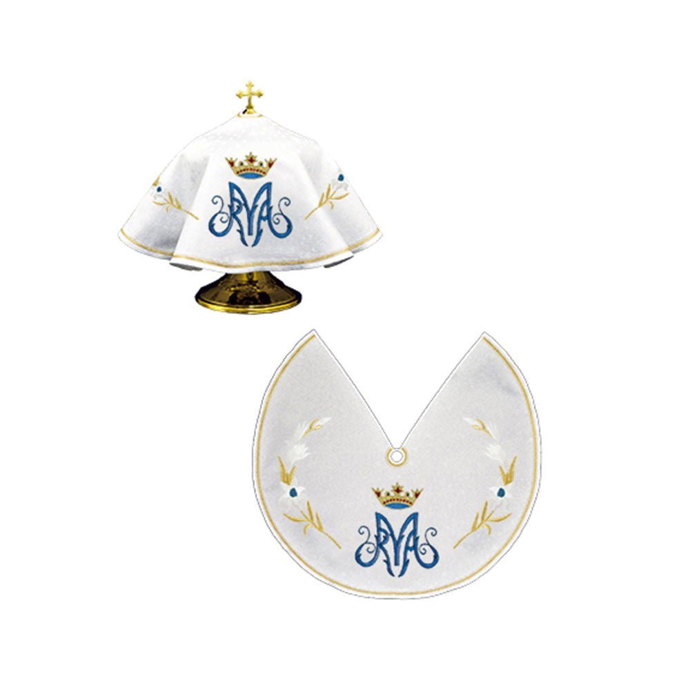 Voile pour canette avec broderie mariale bleue KWE/003/C/04 45cm BIAŁY - CHASUBLES.FR