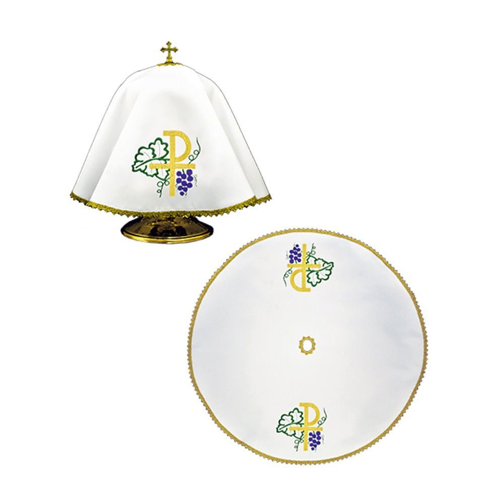 Voile rond en tinsel avec broderie dorée PAX KWE/002/O/04 53cm BIAŁY - CHASUBLES.FR