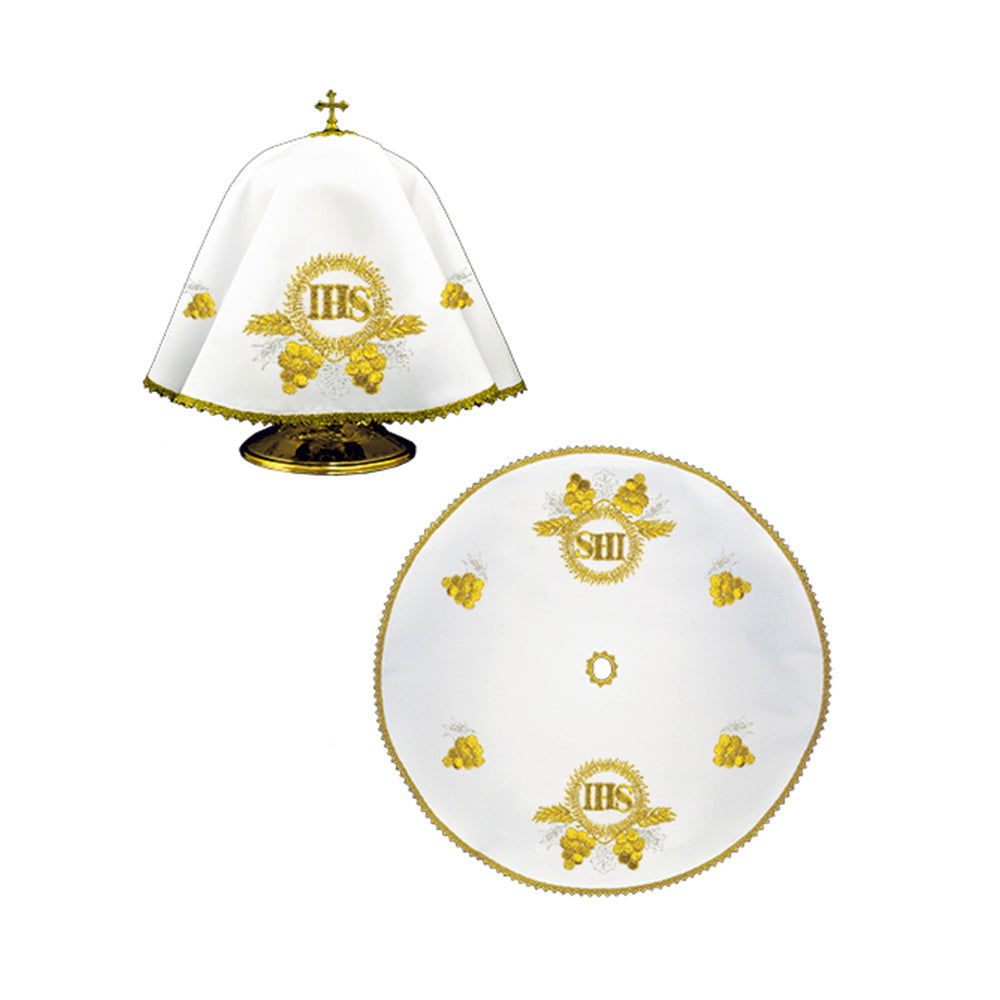 Voile rond pour canette avec broderie IHS KWE/015/O/04 53cm BIAŁY - CHASUBLES.FR