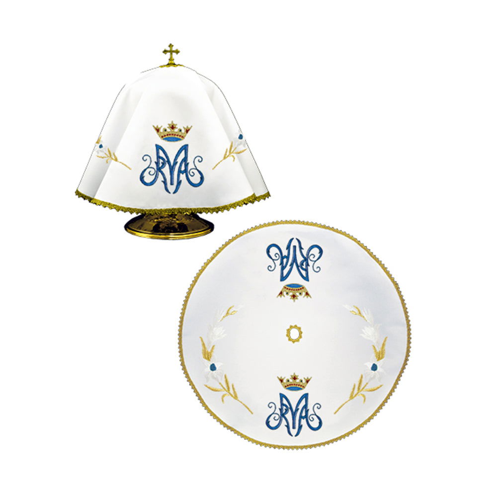 Voile rond pour canette avec motif marial KWE/003/O/04 53cm BIAŁY - CHASUBLES.FR