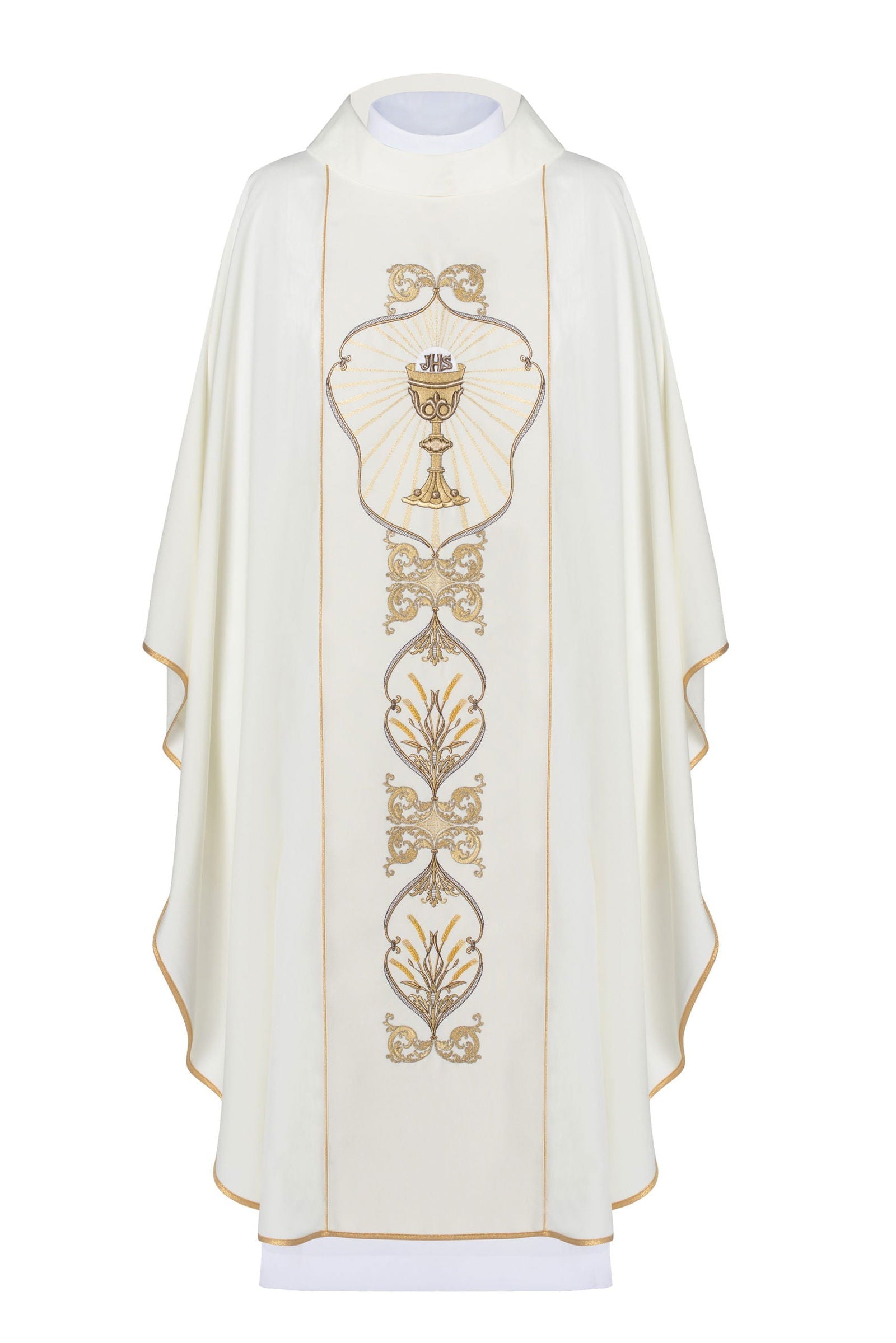 Chasuble IHS décorée en écru