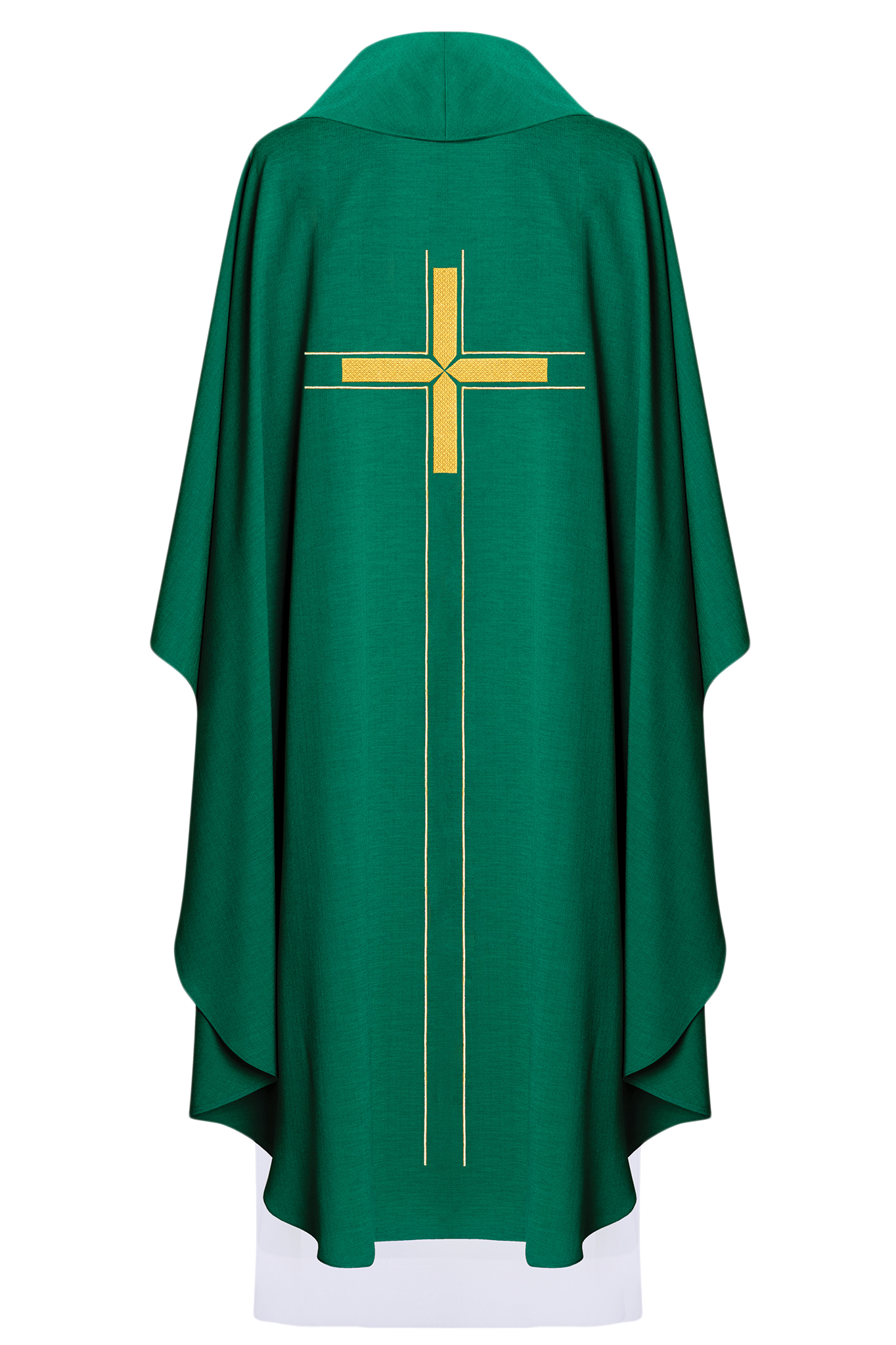 Chasuble verte brodée d'un motif minimaliste