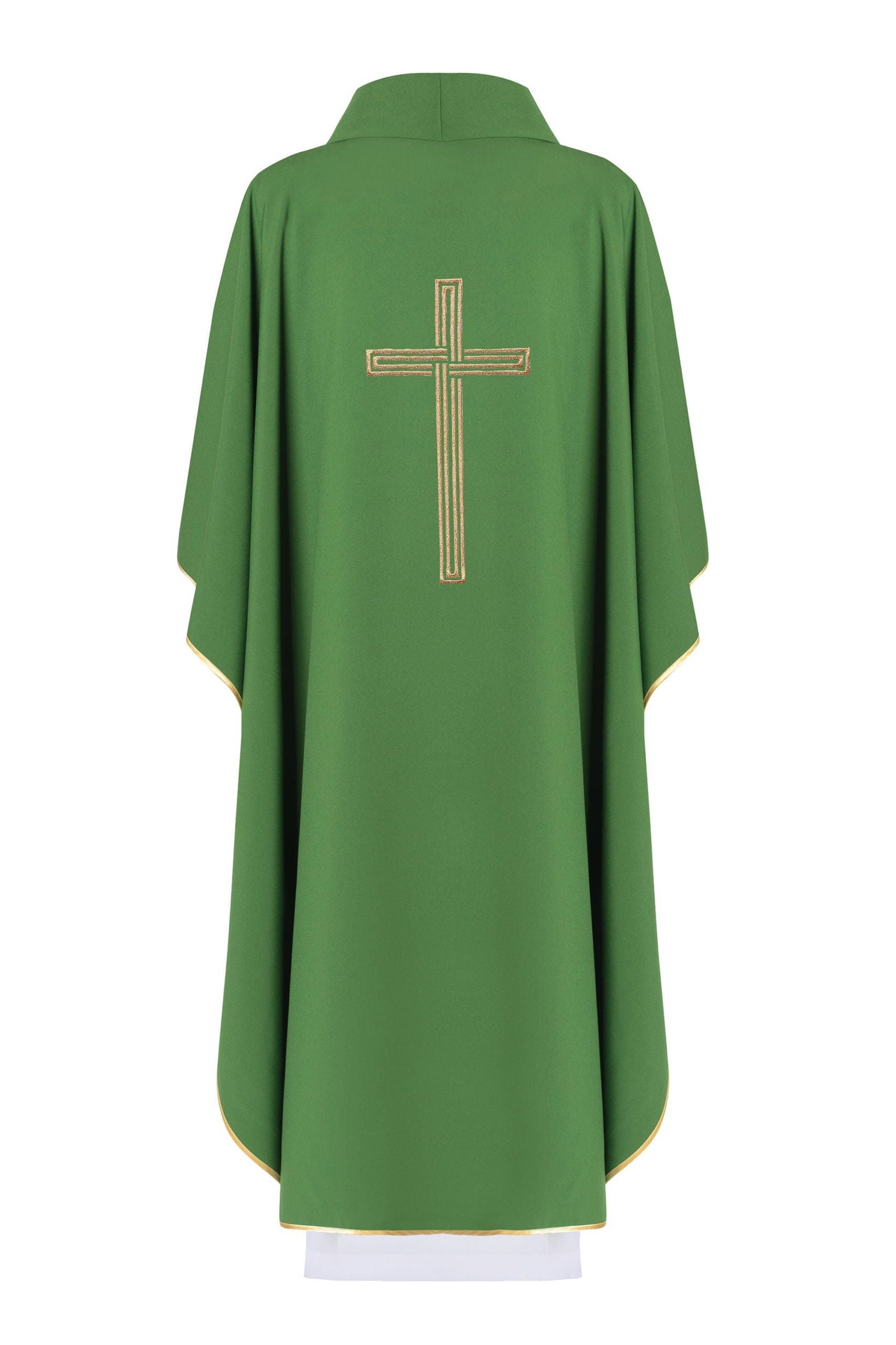 Chasuble brodée verte avec croix