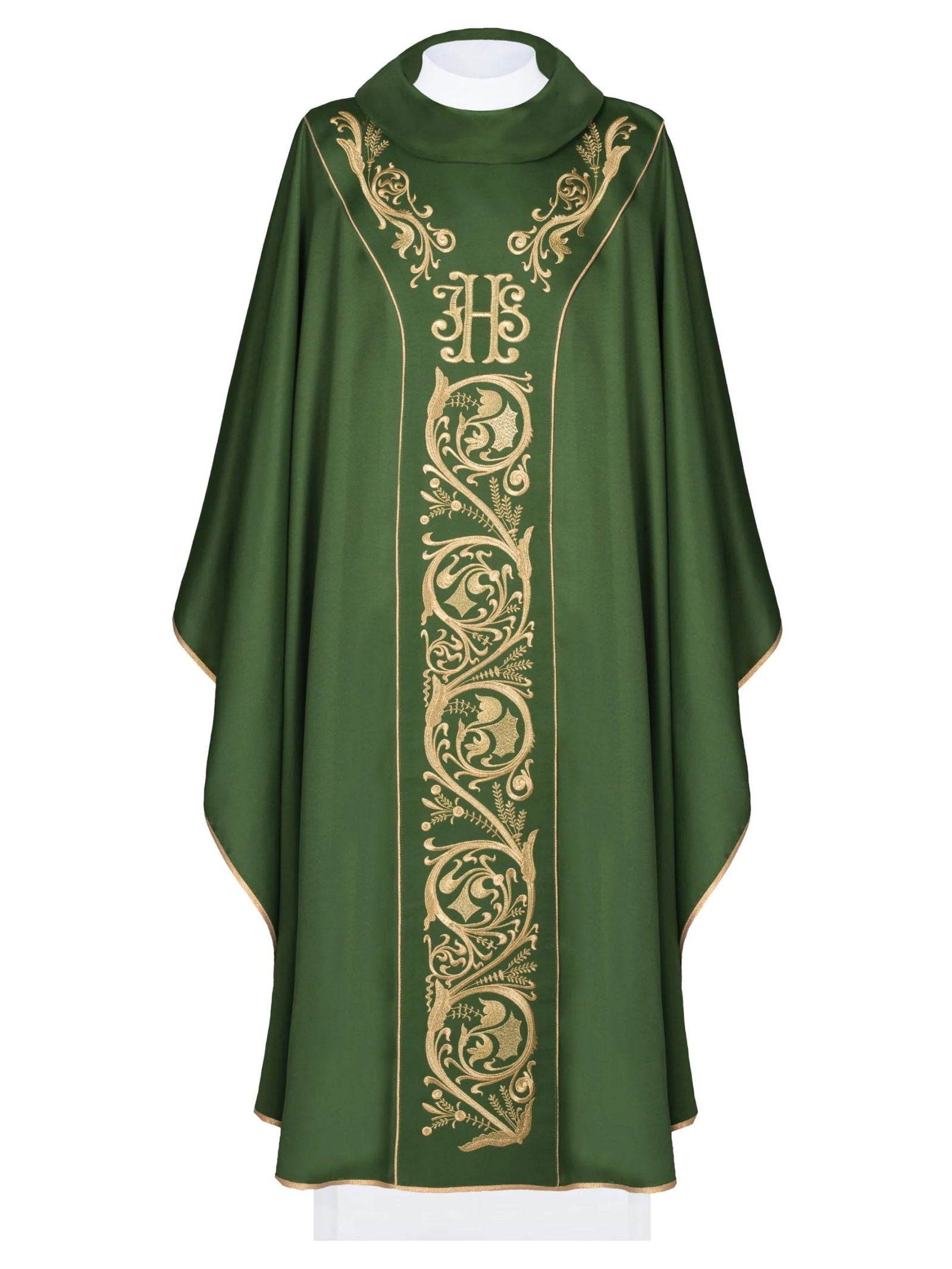 Chasuble verte avec IHS brodé d'or