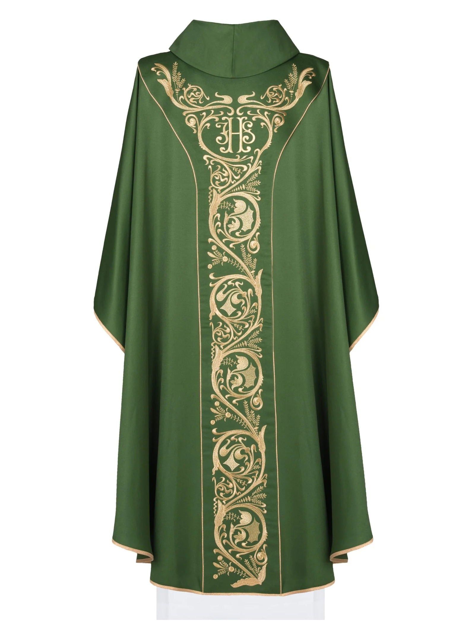 Chasuble verte avec IHS brodé d'or