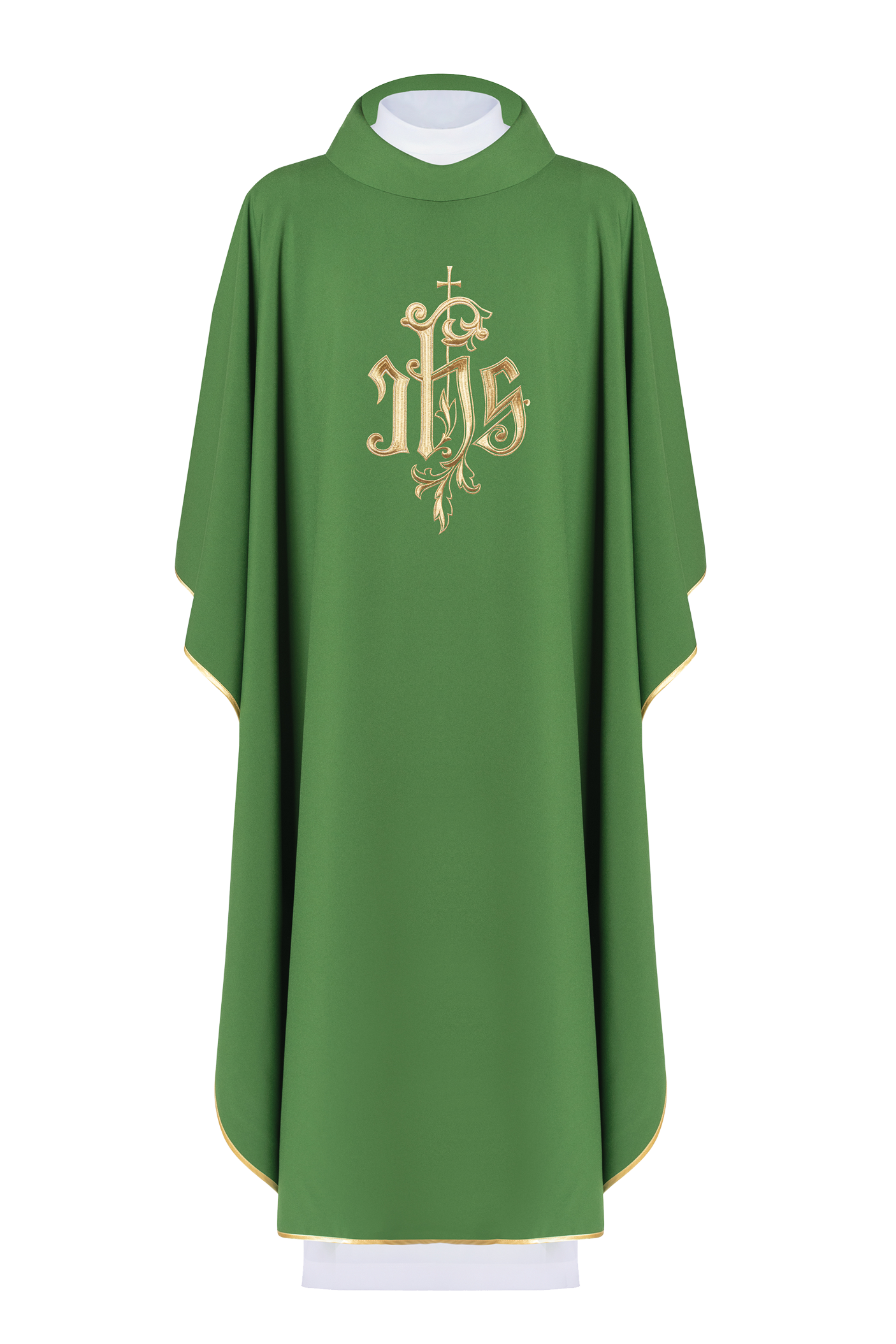 Chasuble verte avec broderie IHS dorée