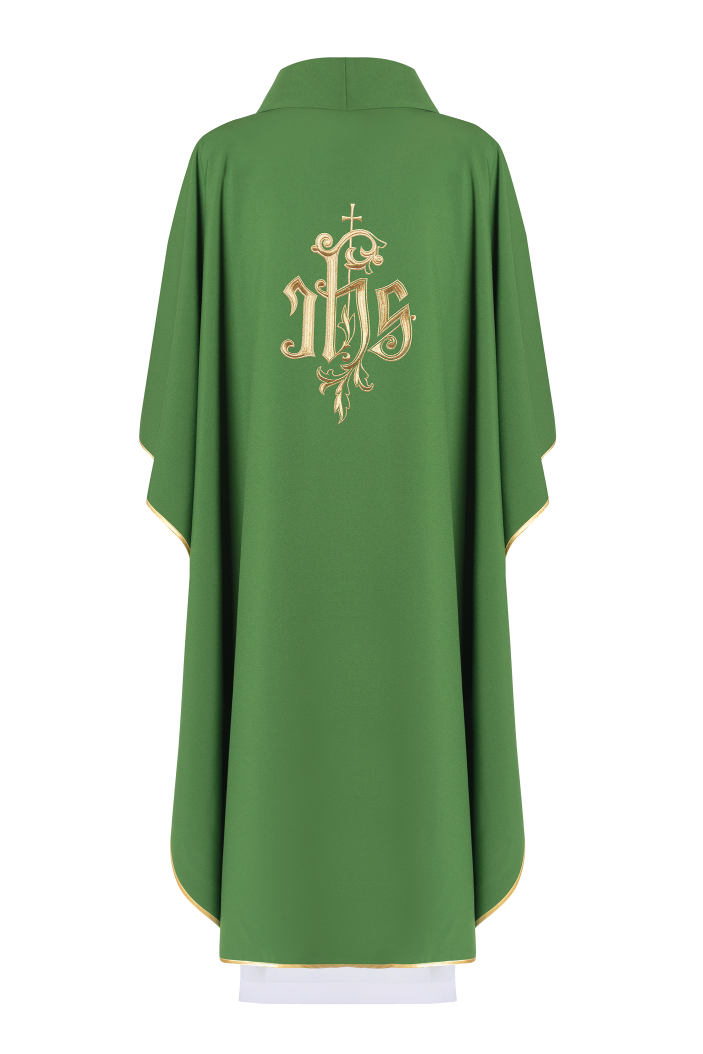 Chasuble verte avec broderie IHS dorée